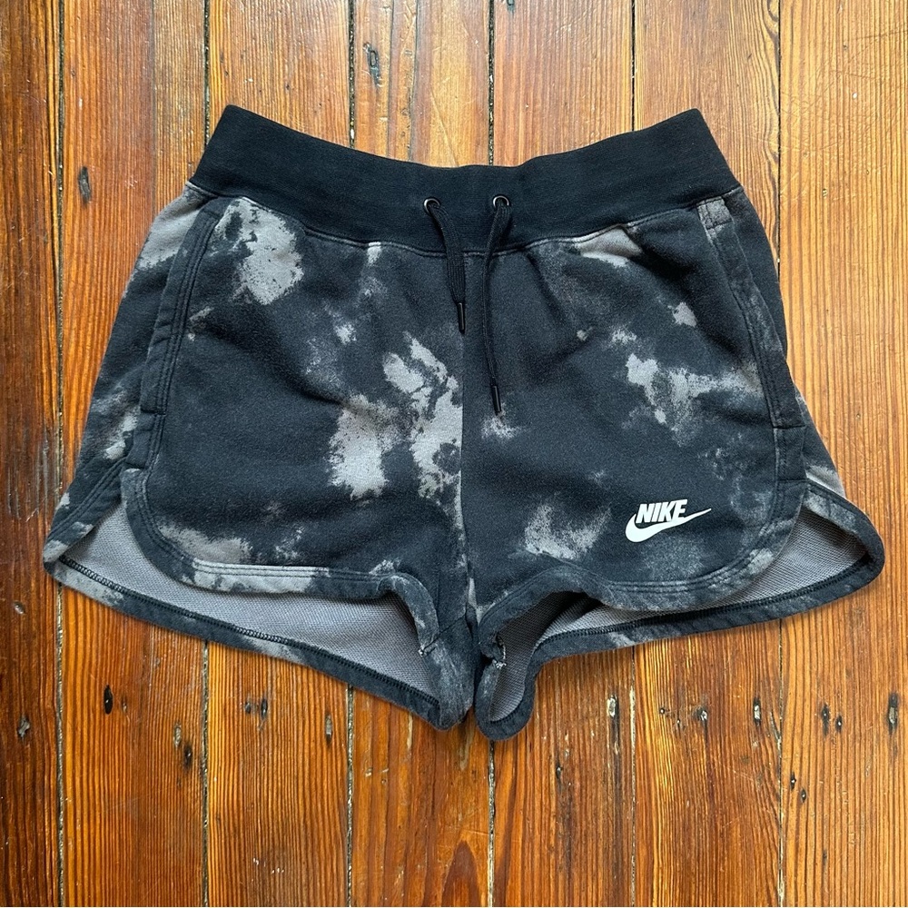 Nike black and grey tie-dye sweatshorts